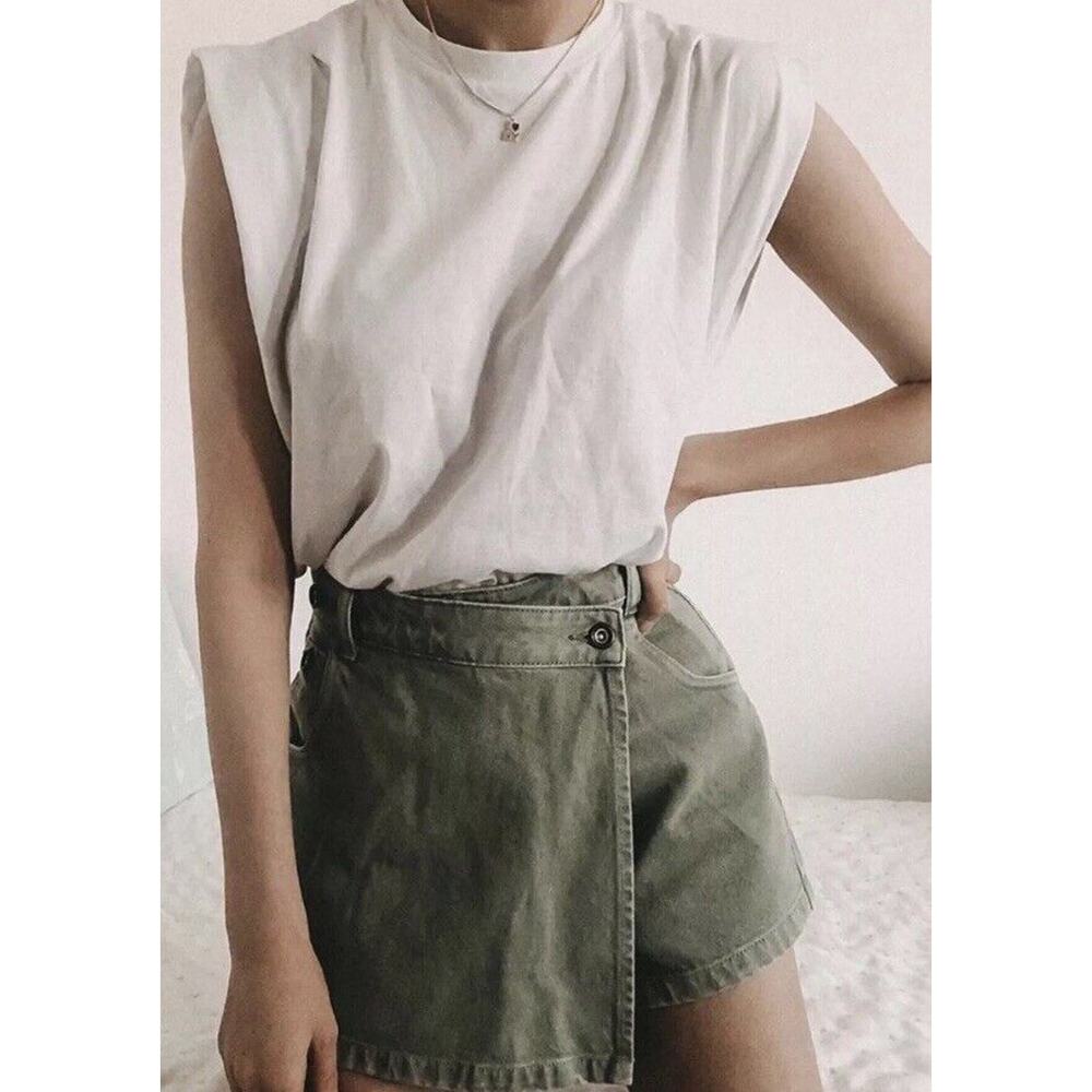 Zara SS20 Denim Skort Short Green Khaki 1416/022 L. ES